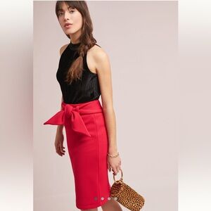 Anthropologie Bow-Tied Pencil Skirt Petite S
